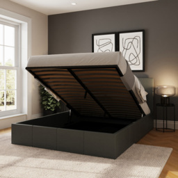 GFW King Size Grey Faux Leather End Lift Ottoman Bed with Bonnell Mattress - Wilko - thumbnail 7