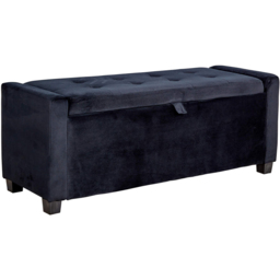 Home Source Verona Black Velvet Storage Ottoman - Size: 42 x 110 x 40cm - Wilko - thumbnail 3