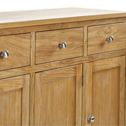 Julian Bowen Mallory 3 Door 3 Drawer Oak Veneer Large Sideboard - Size: 40 x 128 x 86cm - Brown - Wilko - thumbnail 6
