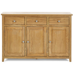 Julian Bowen Mallory 3 Door 3 Drawer Oak Veneer Large Sideboard - Size: 40 x 128 x 86cm - Brown - Wilko - thumbnail 4