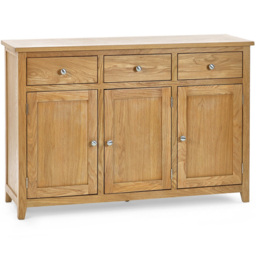 Julian Bowen Mallory 3 Door 3 Drawer Oak Veneer Large Sideboard - Size: 40 x 128 x 86cm - Brown - Wilko - thumbnail 3