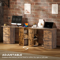 HOMCOM 3 Drawer 3 Shelf Computer Desk Rustic Brown - Size: 72 x 49 x 120cm - Wilko - thumbnail 7