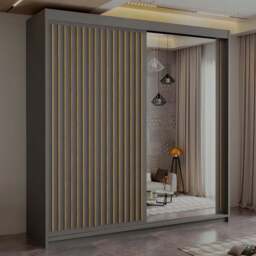 Sliding Wardrobes 4U Royal Grey Mirror Minimalist Wardrobe 203cm - Size: 2 Door - Wilko - thumbnail 1