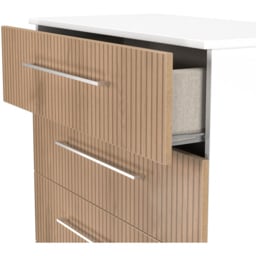 Crowndale Worcester 4 Drawer Slatt Effect and White Chest of Drawers Ready Assembled - Slatt Effect & White - Wilko - thumbnail 6