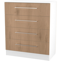 Crowndale Worcester 4 Drawer Slatt Effect and White Chest of Drawers Ready Assembled - Slatt Effect & White - Wilko - thumbnail 4