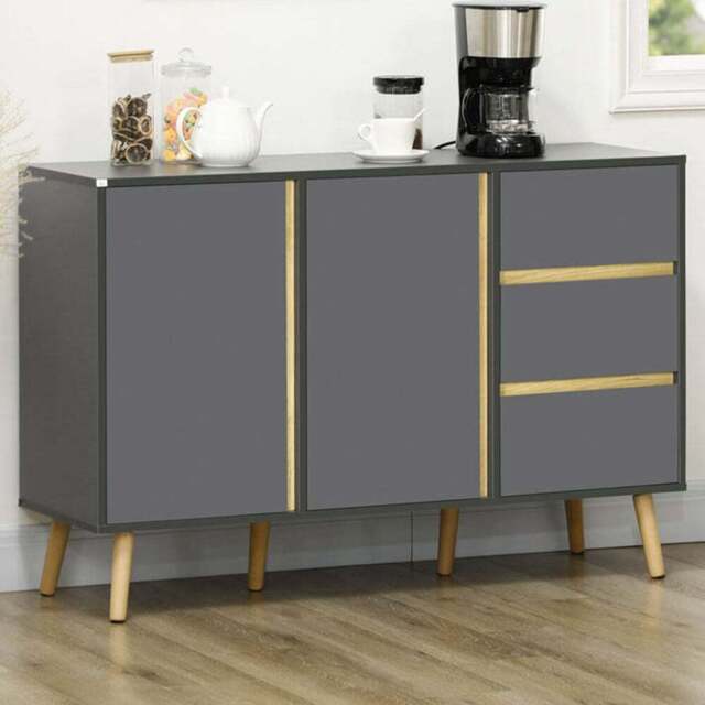 Portland 2 Door and 3 Drawer Dark Grey Kitchen Sideboard - Size: 120 x 40 x 80cm - Wilko - image 1