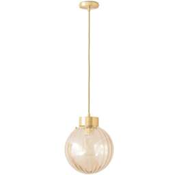 ValueLights Chessy Ribbed Glass Globe Brushed Gold Capped LED Ceiling Pendant Light - Size: 136 x 15 x 15cm - Wilko - thumbnail 1