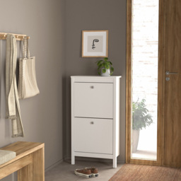 Florence Madrid 2 Flip Down Doors White Shoe Cabinet - Size: 24 x 53 x 102cm - Wilko - thumbnail 7