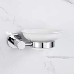 Nes Home Chrome Finish Ceramic Round Soap Dish with Holder - Size: 5.5 x 13.5 x 12cm - Silver - Wilko - thumbnail 3