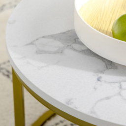 Portland White Marble Effect Nest of Tables Set of 2 - Size: 74 x 74 x 46.3cm - Wilko - thumbnail 4