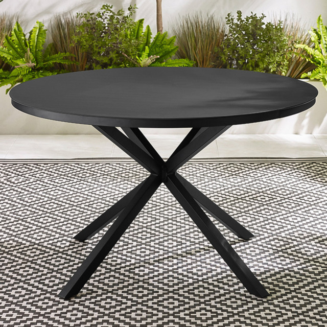 Furniturebox Castres 4 Seater Black Metal Round Outdoor Dining Table - Wilko - image 1