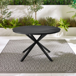 Furniturebox Castres 4 Seater Black Metal Round Outdoor Dining Table - Wilko - thumbnail 5