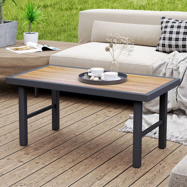 Outsunny Brown Wood Effect Garden Coffee Table - Size: 46 x 53 x 100cm - Wilko - image 1