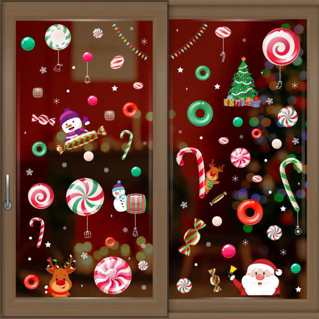 Walplus Santa and Friends in Candyland Double-Sided Christmas Window Stickers 101 Piece - Size: 0.2 x 120 x 190cm - Red - Wilko - image 1