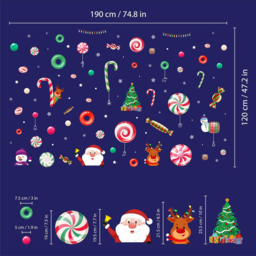 Walplus Santa and Friends in Candyland Double-Sided Christmas Window Stickers 101 Piece - Size: 0.2 x 120 x 190cm - Red - Wilko - thumbnail 7