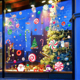 Walplus Santa and Friends in Candyland Double-Sided Christmas Window Stickers 101 Piece - Size: 0.2 x 120 x 190cm - Red - Wilko - thumbnail 3