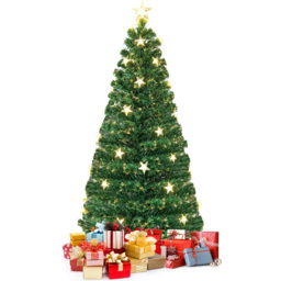 Costway Pre Lit Warm White Star Fibre Optic LED Artificial Christmas Tree 5ft - Green - Wilko - thumbnail 4