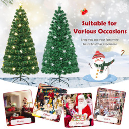 Costway Pre Lit Warm White Star Fibre Optic LED Artificial Christmas Tree 5ft - Green - Wilko - thumbnail 6