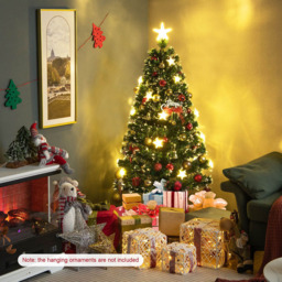 Costway Pre Lit Warm White Star Fibre Optic LED Artificial Christmas Tree 5ft - Green - Wilko - thumbnail 5