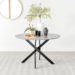 Furniturebox Arona Cesano Concrete Effect 6 Seater Round Dining Set Grey Black and Blue - Wilko - thumbnail 3