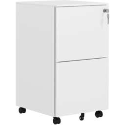 Portland 2 Drawer White Vertical Mobile Filing Cabinet with Lock - Size: 2 Drawers - Wilko - thumbnail 3