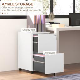 Portland 2 Drawer White Vertical Mobile Filing Cabinet with Lock - Size: 2 Drawers - Wilko - thumbnail 6