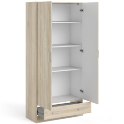Florence Space Single Drawer 2 Door Oak Wardrobe - Size: 2 Door, Single Drawer - Brown - Furniture To Go - Wilko - thumbnail 5