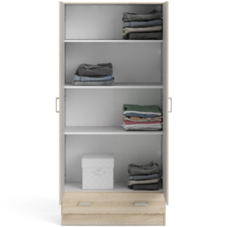 Florence Space Single Drawer 2 Door Oak Wardrobe - Size: 2 Door, Single Drawer - Brown - Furniture To Go - Wilko - thumbnail 6