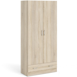 Florence Space Single Drawer 2 Door Oak Wardrobe - Size: 2 Door, Single Drawer - Brown - Furniture To Go - Wilko - thumbnail 3
