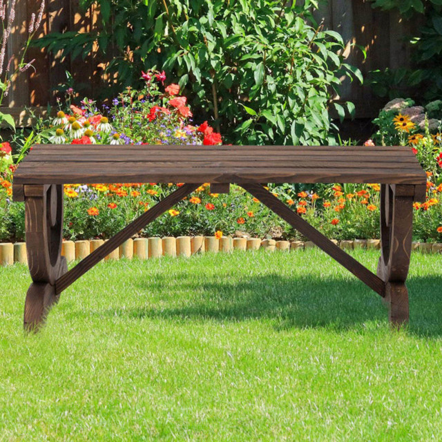 Outsunny 2 Seater Brown Garden Bench Seat - Wilko - image 1