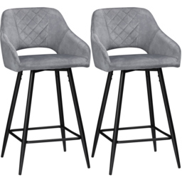 Portland Dark Grey Velvet Touch Bar Stool Set of 2 - Wilko - thumbnail 3