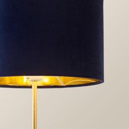 ValueLights Charlie Metallic and Navy Velvet Shade Gold Table Lamp and Bulb - Size: 43 x 25 x 25cm - Wilko - thumbnail 4
