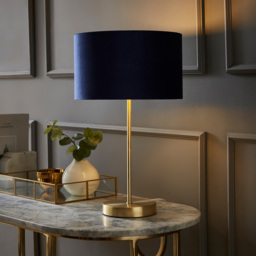 ValueLights Charlie Metallic and Navy Velvet Shade Gold Table Lamp and Bulb - Size: 43 x 25 x 25cm - Wilko - thumbnail 3