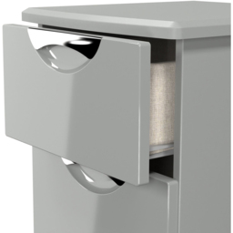 Crowndale Camden 2 Drawer Grey Gloss and Dusk Grey Compact Bedside Cabinet Ready Assembled - Grey Gloss & Dusk Grey - Wilko - thumbnail 7