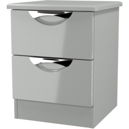 Crowndale Camden 2 Drawer Grey Gloss and Dusk Grey Compact Bedside Cabinet Ready Assembled - Grey Gloss & Dusk Grey - Wilko - thumbnail 5