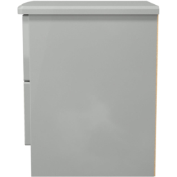 Crowndale Camden 2 Drawer Grey Gloss and Dusk Grey Compact Bedside Cabinet Ready Assembled - Grey Gloss & Dusk Grey - Wilko - thumbnail 4