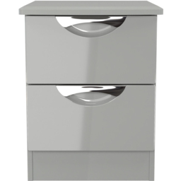 Crowndale Camden 2 Drawer Grey Gloss and Dusk Grey Compact Bedside Cabinet Ready Assembled - Grey Gloss & Dusk Grey - Wilko - thumbnail 3