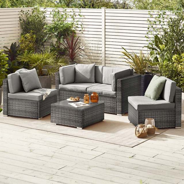 Furniturebox Windermere 4 Seater Grey Rattan Sofa Lounge Set - Wilko - image 1