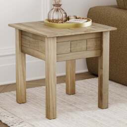 VIDA DESIGNS Panama Pine Lamp Table - Size: 50 x 50 x 52cm - Brown - Wilko