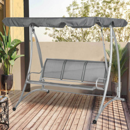 Outsunny 3 Seater Dark Grey Swing Chair with Canopy - Wilko - thumbnail 1