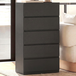 Portland 5 Drawer Black Chest of Drawers - Wilko - thumbnail 1