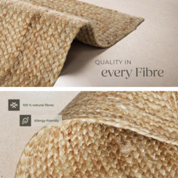 tectake Glim Jute Woven Rug 230 x 160 x 0.5cm - Size: 0.5 x 160 x 230cm - Brown - Wilko - thumbnail 6