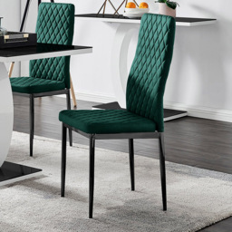 Furniturebox Lucia Valera 4 Seater Dining Set Black Gloss and Green - Wilko - thumbnail 4