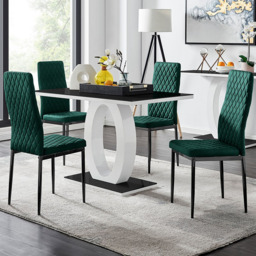 Furniturebox Lucia Valera 4 Seater Dining Set Black Gloss and Green - Wilko - thumbnail 1