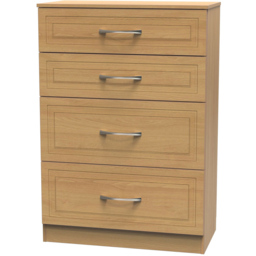 Crowndale Dorset 4 Drawer Modern Oak Chest of Drawers Ready Assembled - Wood - Wilko - thumbnail 3
