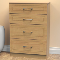 Crowndale Dorset 4 Drawer Modern Oak Chest of Drawers Ready Assembled - Wood - Wilko - thumbnail 1