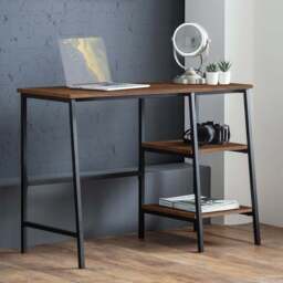 Julian Bowen Tribeca 2 Shelves Walnut Desk - Size: 45 x 104 x 72cm - Black - Wilko - thumbnail 1