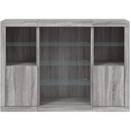 vidaXL 2 Door 12 Shelf Grey Sonoma Wooden Sideboard with LED Lights 3 Piece - Size: 100 x 37 x 142.5cm - Wilko - thumbnail 4