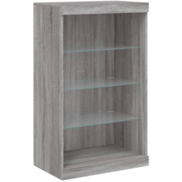 vidaXL 2 Door 12 Shelf Grey Sonoma Wooden Sideboard with LED Lights 3 Piece - Size: 100 x 37 x 142.5cm - Wilko - thumbnail 5