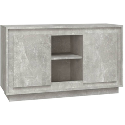 vidaXL 2 Door 2 Shelf Concrete Grey Wooden Sideboard - Size: 60 x 102 x 35cm - Wilko - thumbnail 3